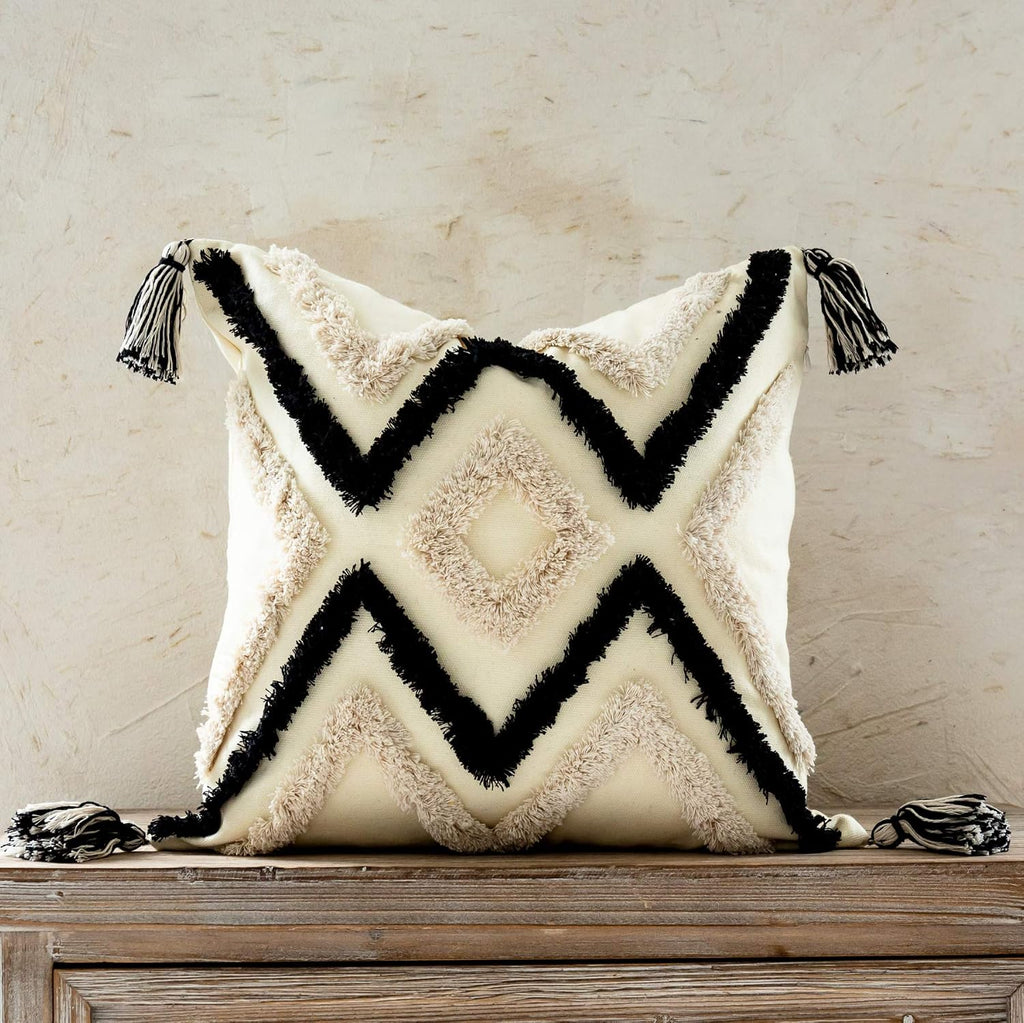 Woven Tufted Boho Throw Pillow Cover