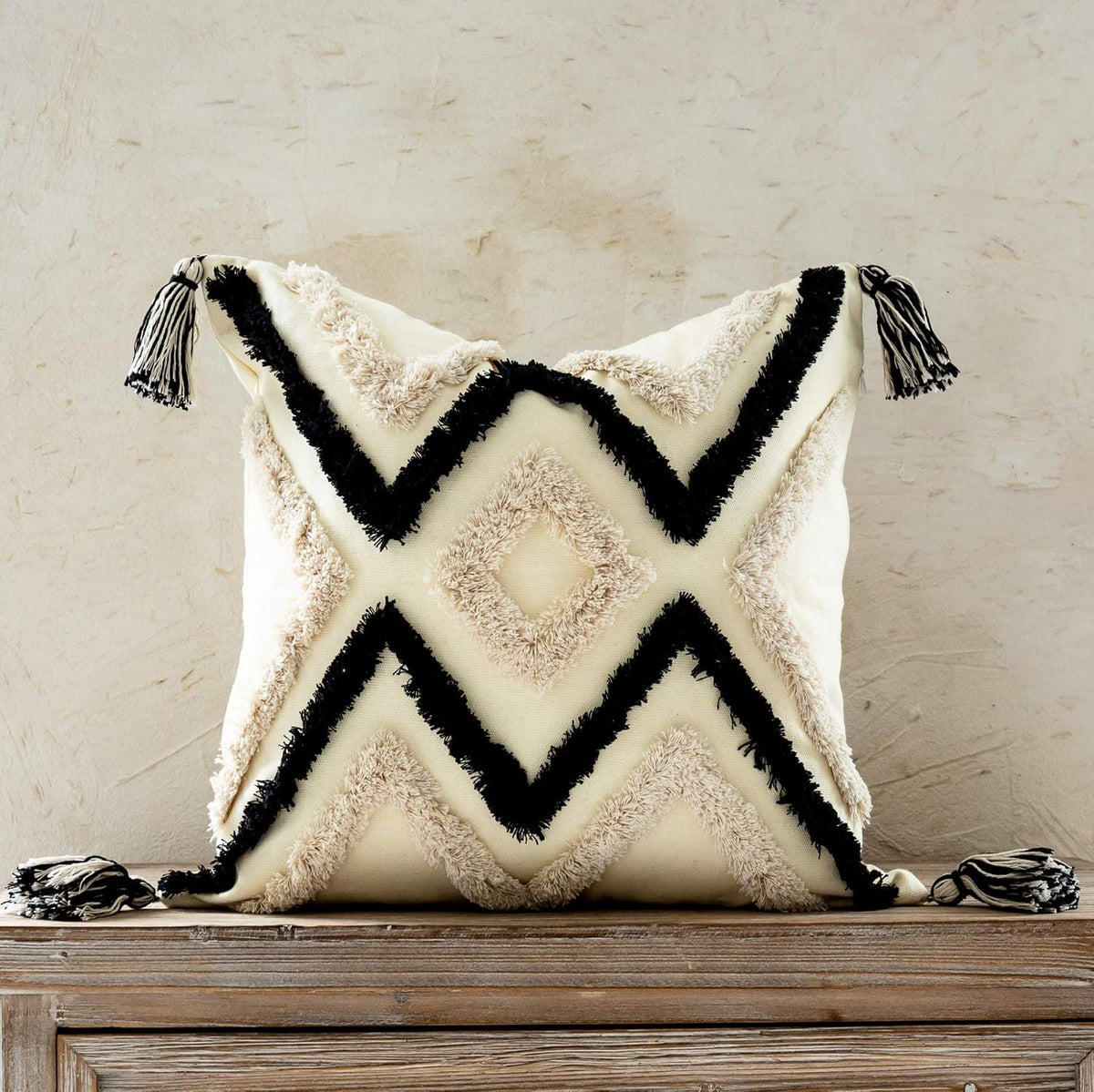 Woven Tufted Boho Throw Pillow Cover