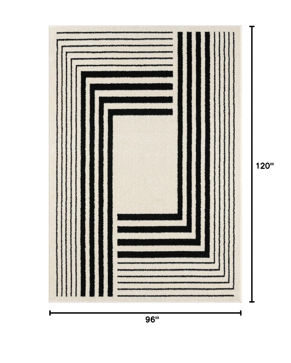 Abani Geometric Beige/Black Area Rug -6'x9' - Modern 3D Lines Design - Deco