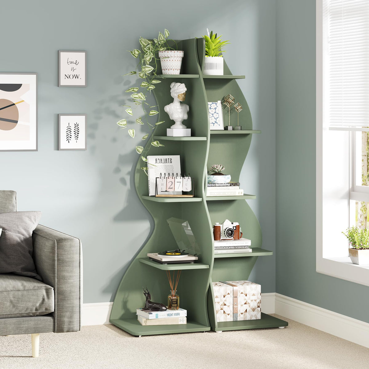 Modern Five-Tier Corner Bookshelf
