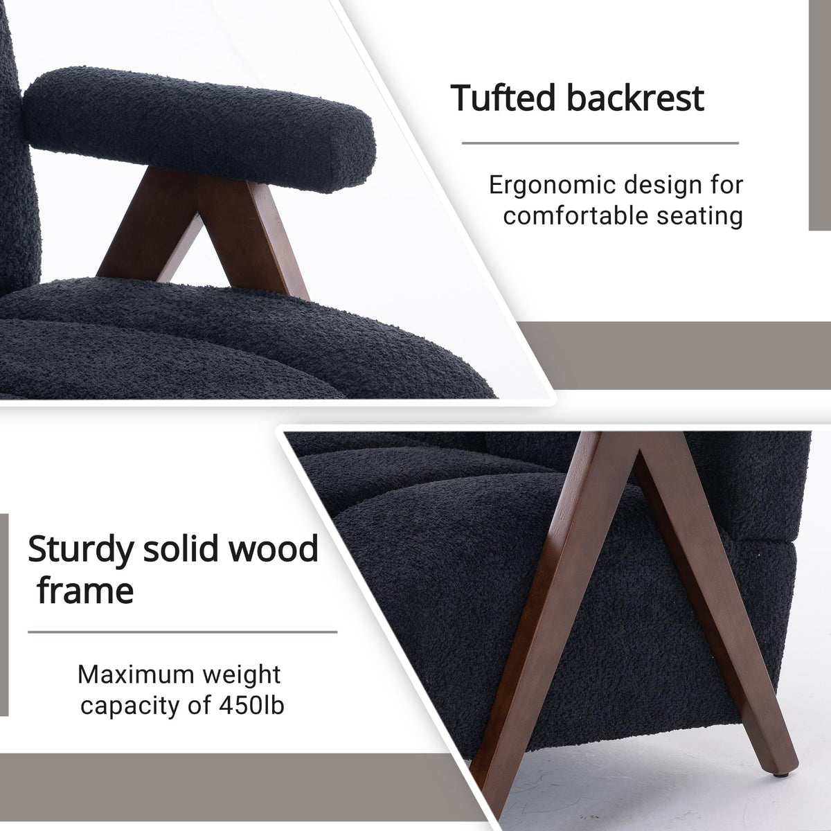 Mid Century Modern Accent Chairs Set of 2 with Solid Wood Frame