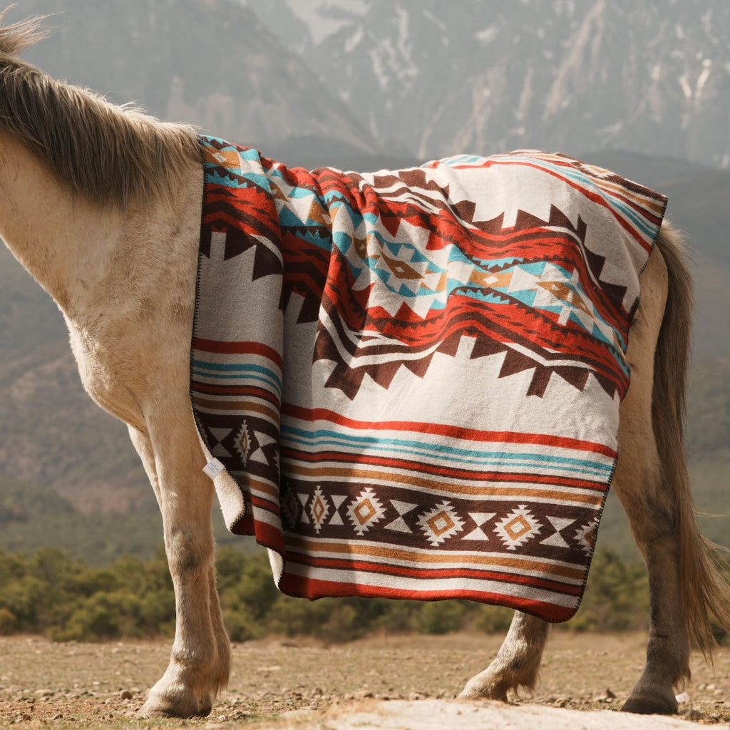Aztec Sherpa-Lined Throw Blanket