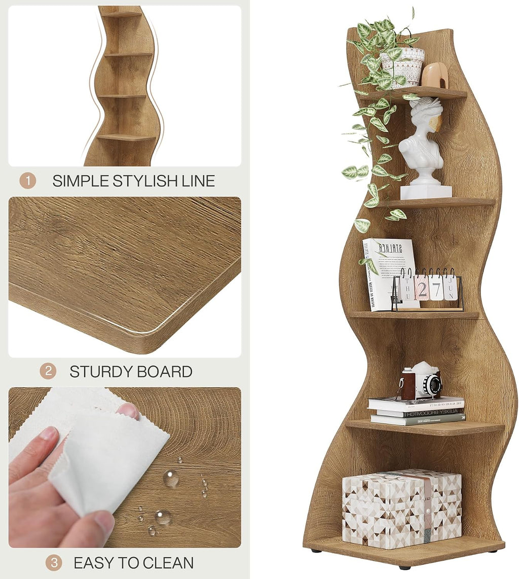 Modern Five-Tier Corner Bookshelf