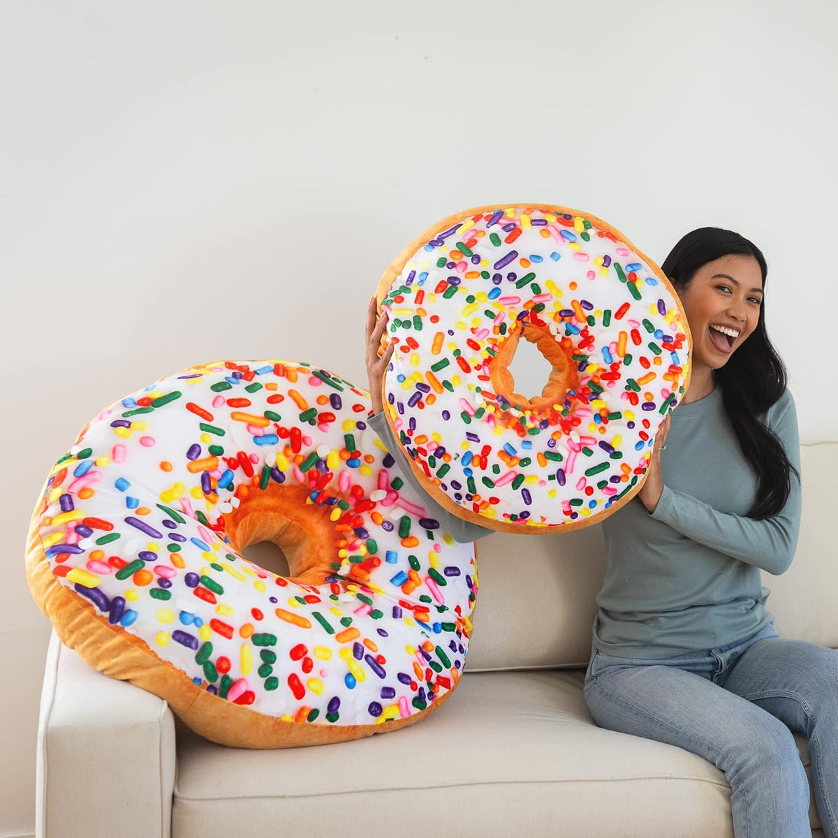 31 Inch 3D Sprinkle Donut Throw Pillow Soft Plush Cushion Gift