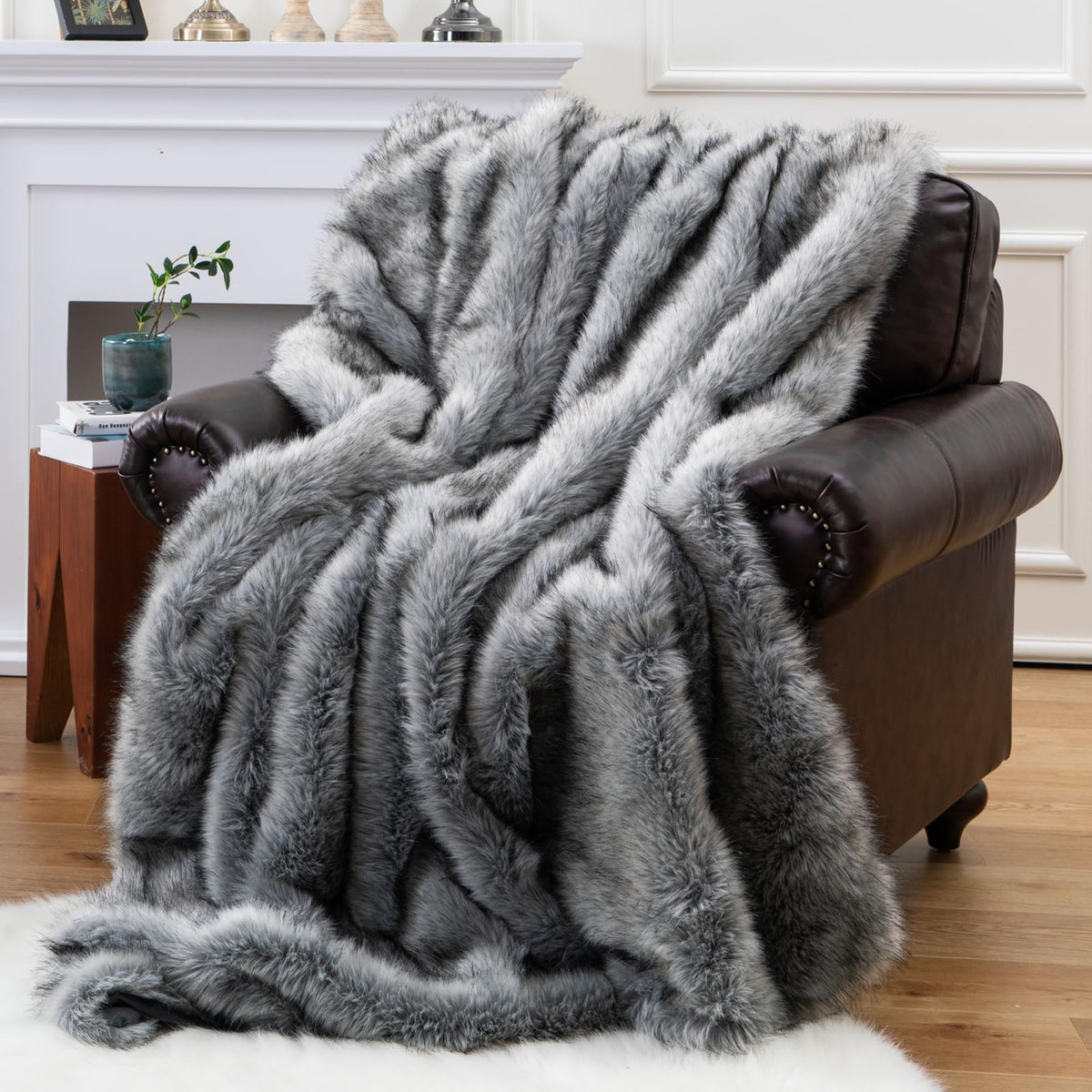 Shaggy Faux Fur Throw Blanket