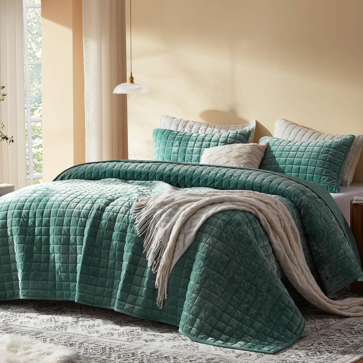 LEAONME Velvet Quilt King Size-98''x106''