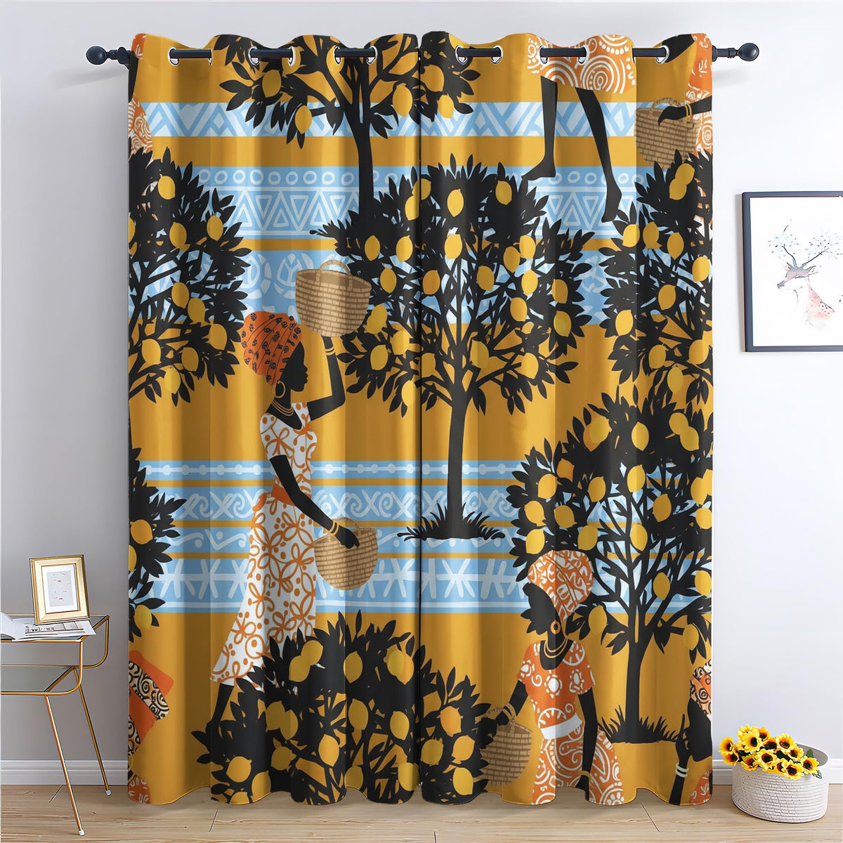 Mud Cloth Blackout Grommet Curtains