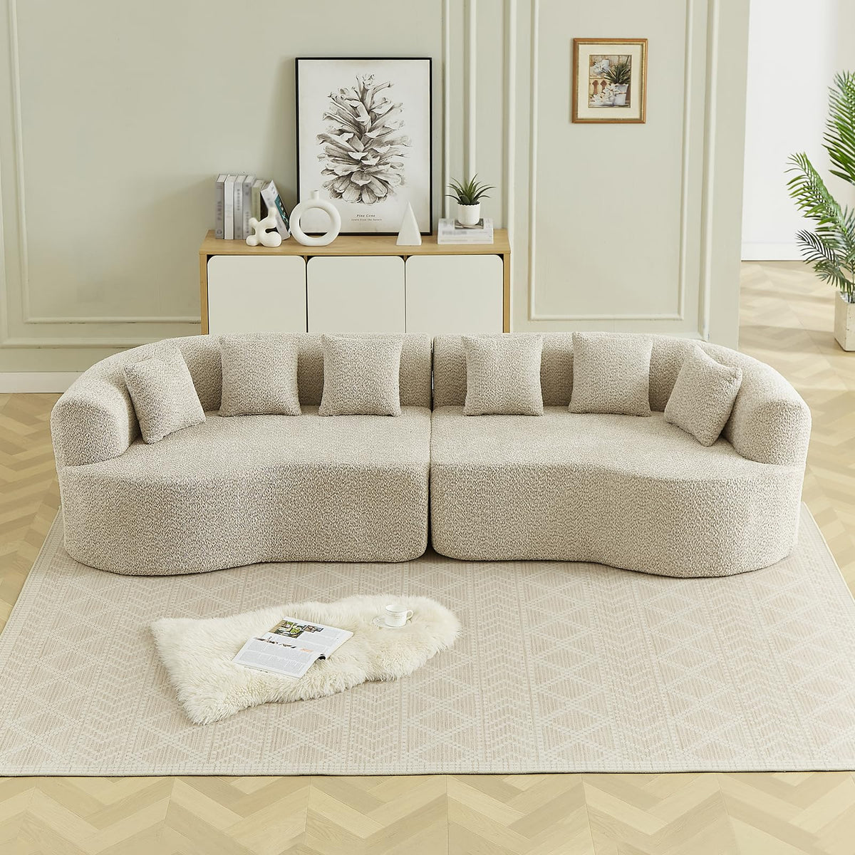 Curved Cloud Sectional Sofa with Pillows