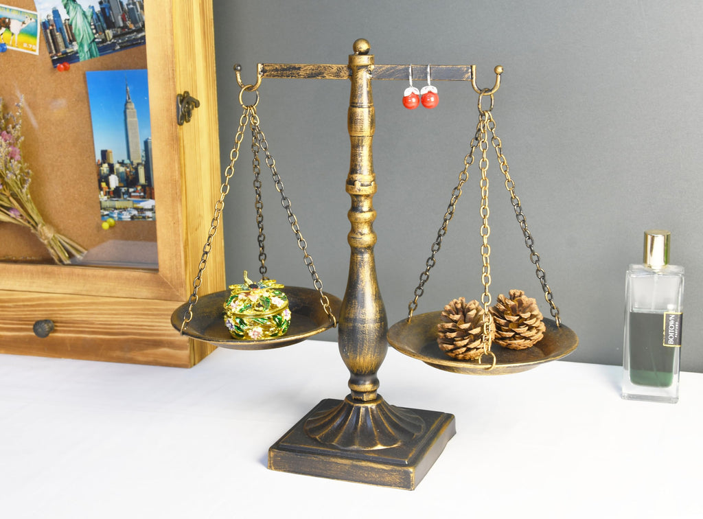Vintage Style Metal Libra Jewelry Display Tray Cosmetic Organizer Storage, Bronze