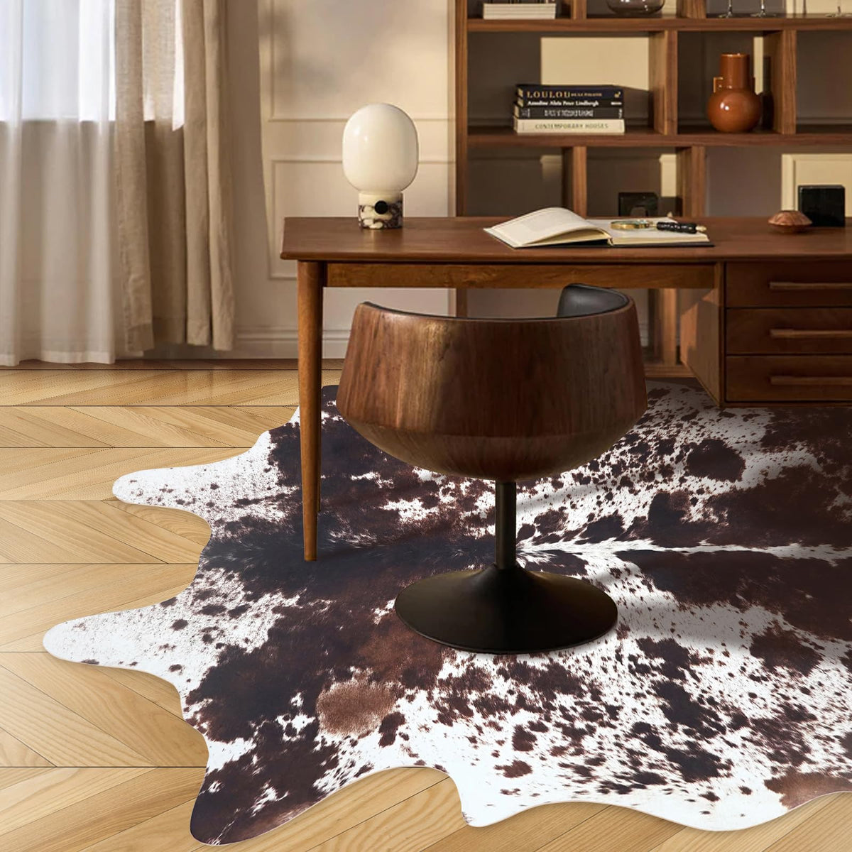 Faux Cowhide Rug 4.6x5.2 ft Cow Hide Faux Cowhide for Living Room Bedroom Dining