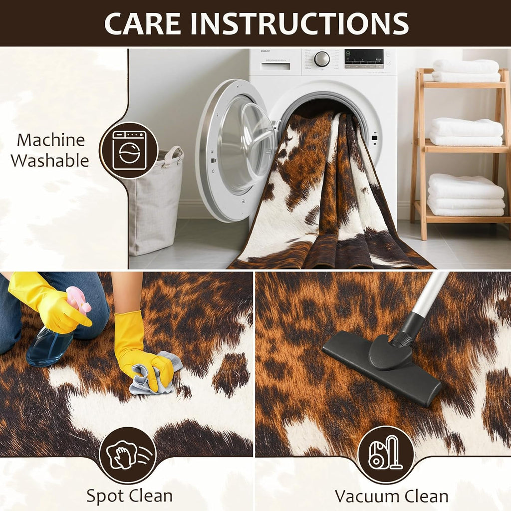BENRON Soft Cowhide Rug 4x6, Faux Cow Hide Rug for Living Room Bedroom
