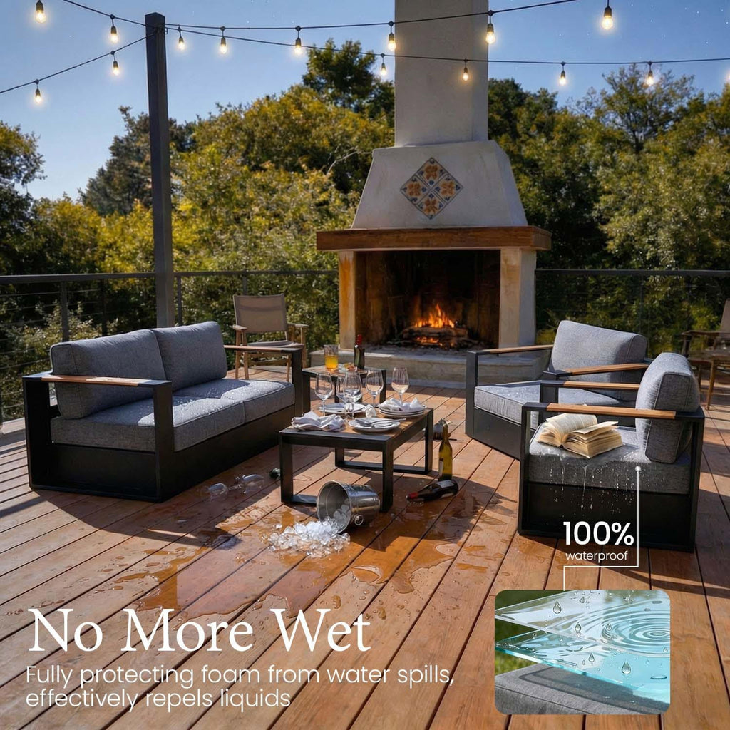 Aluminum Patio Set with Fire Pit Table
