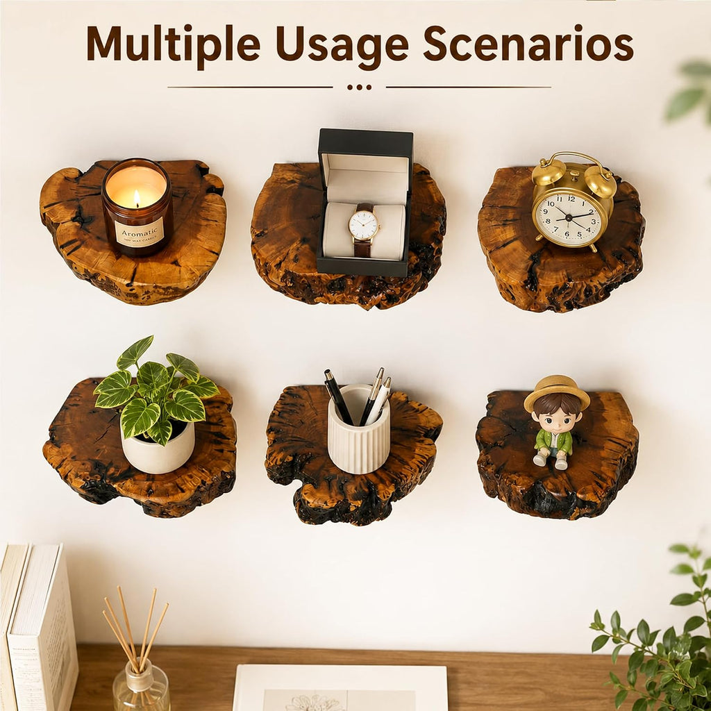 Handmade Jujube Wood Floating Shelves – Set of 3