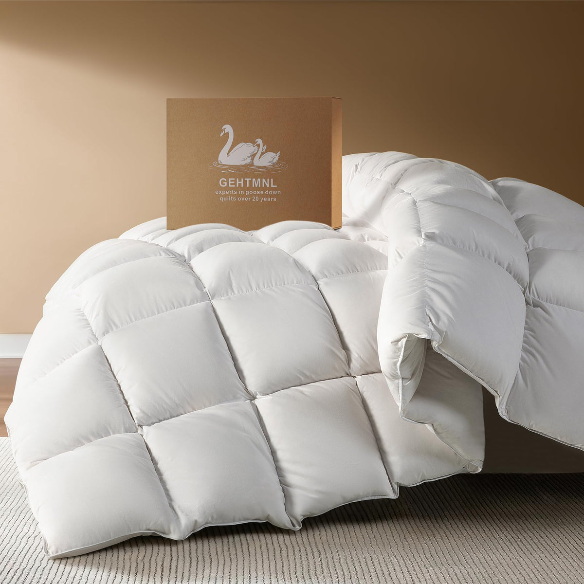 Goose Down Fiber Comforter Queen Size – All Season Naturally Breathable Down