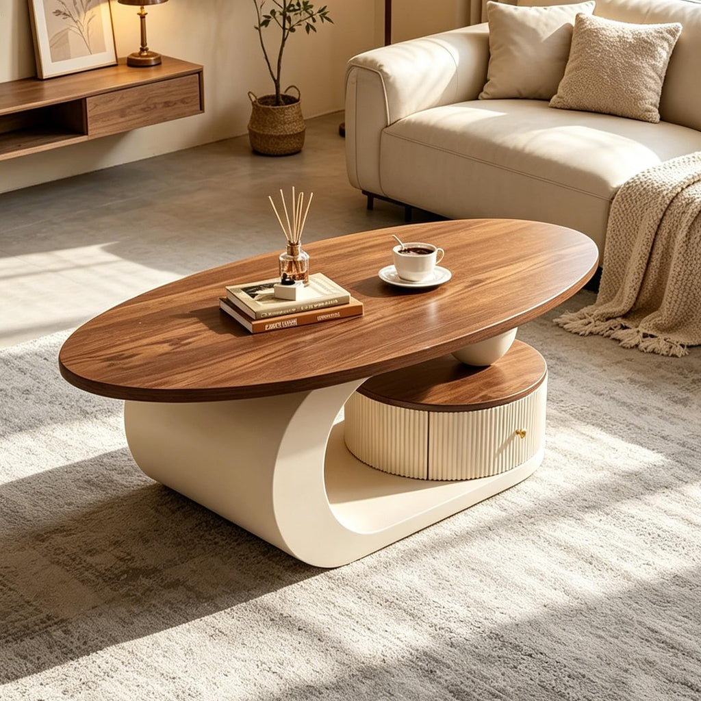 Luxury Curved Walnut Coffee Table