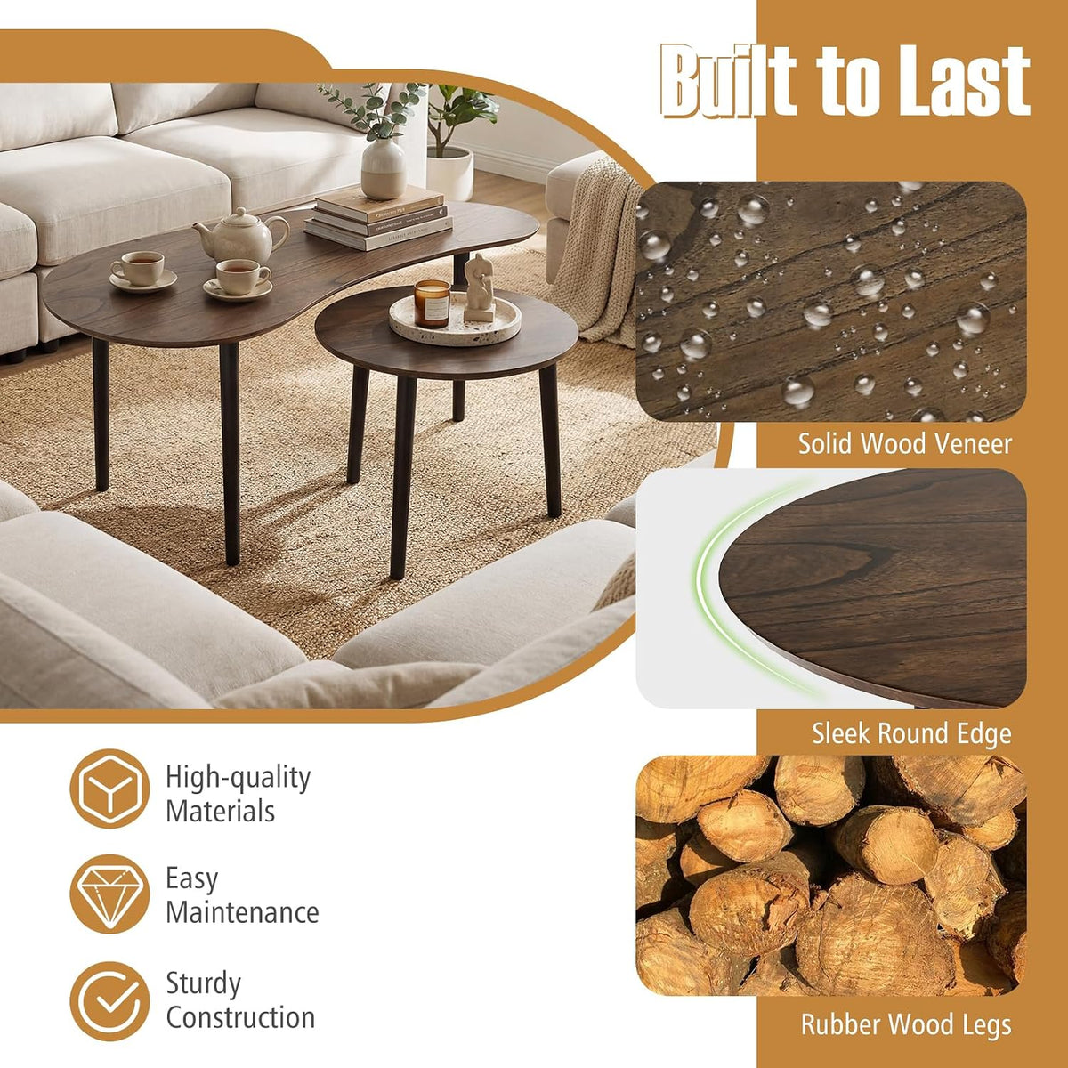 Kidney & Round Nesting Table Set