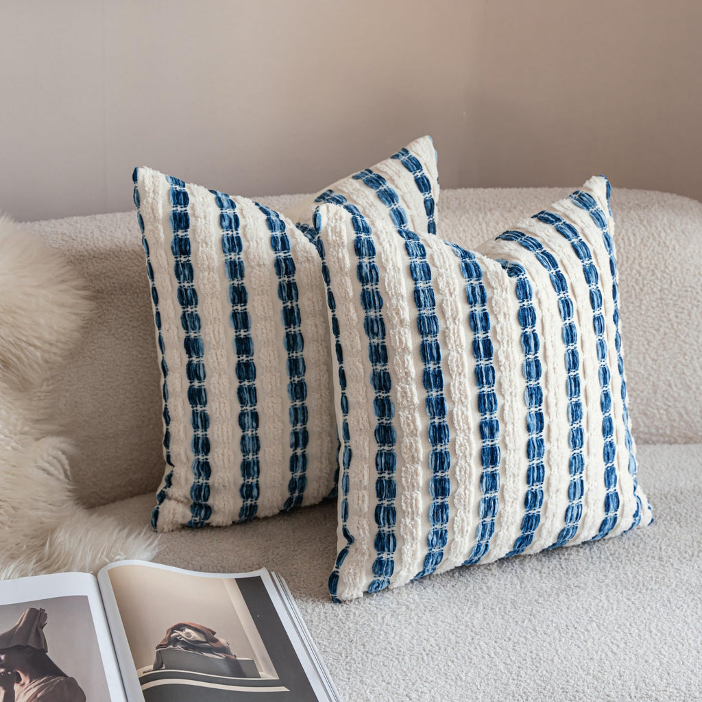 Striped Chenille Pillow Covers