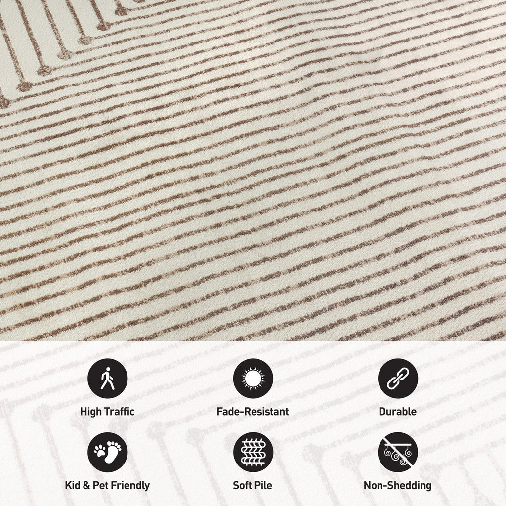 Rugshop Contemporary Bohemian Stripe Area Rug 7'10" x 10' Black