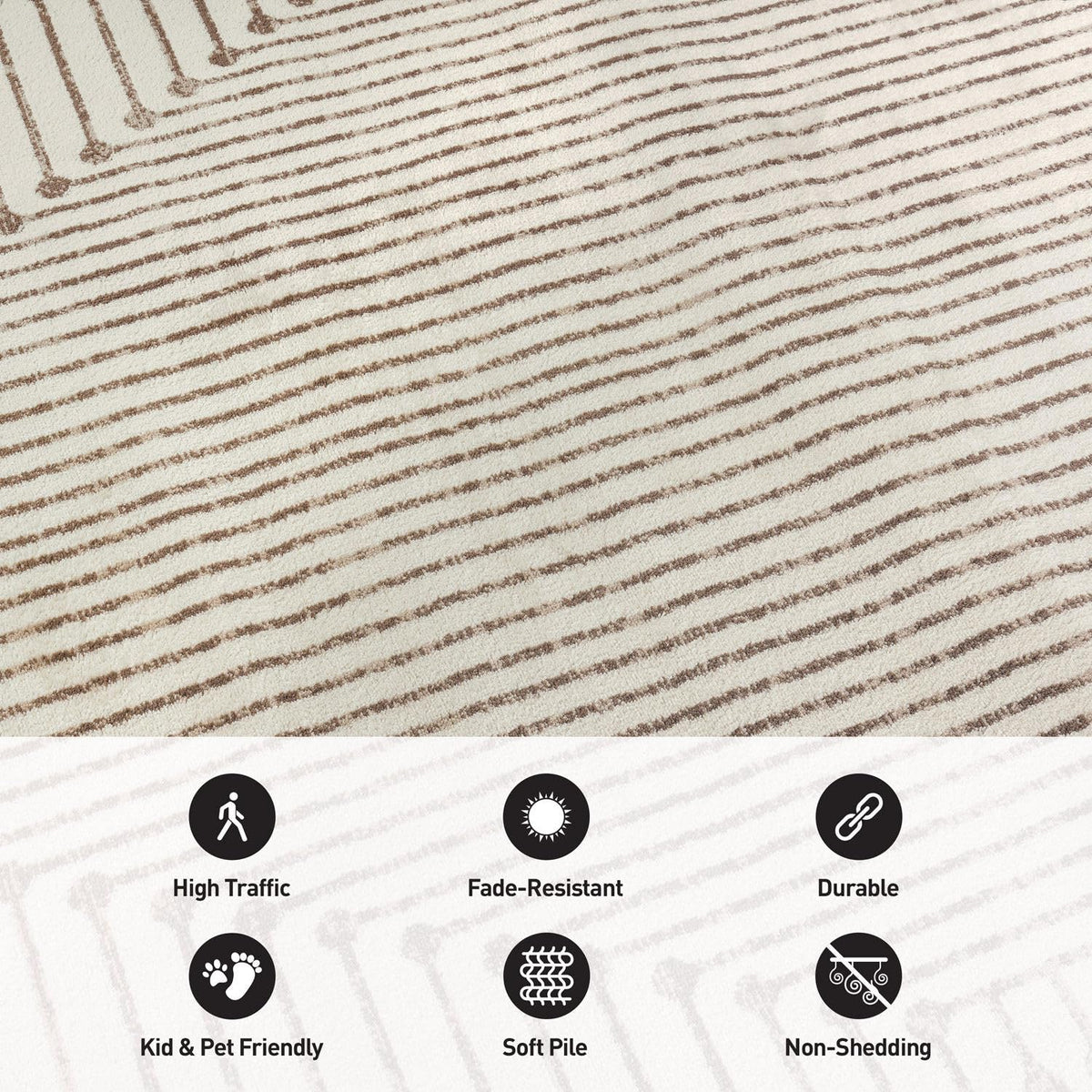 Rugshop Contemporary Bohemian Stripe Area Rug 7'10" x 10' Black