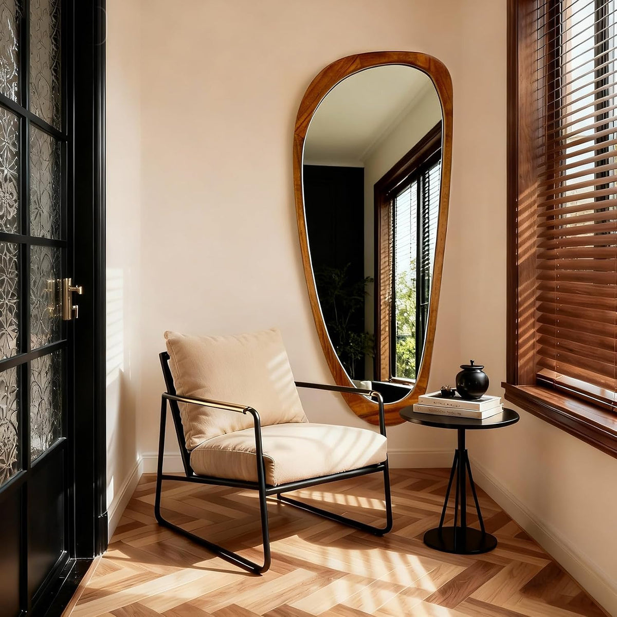 Solid Wood Irregular Full-Length Mirror