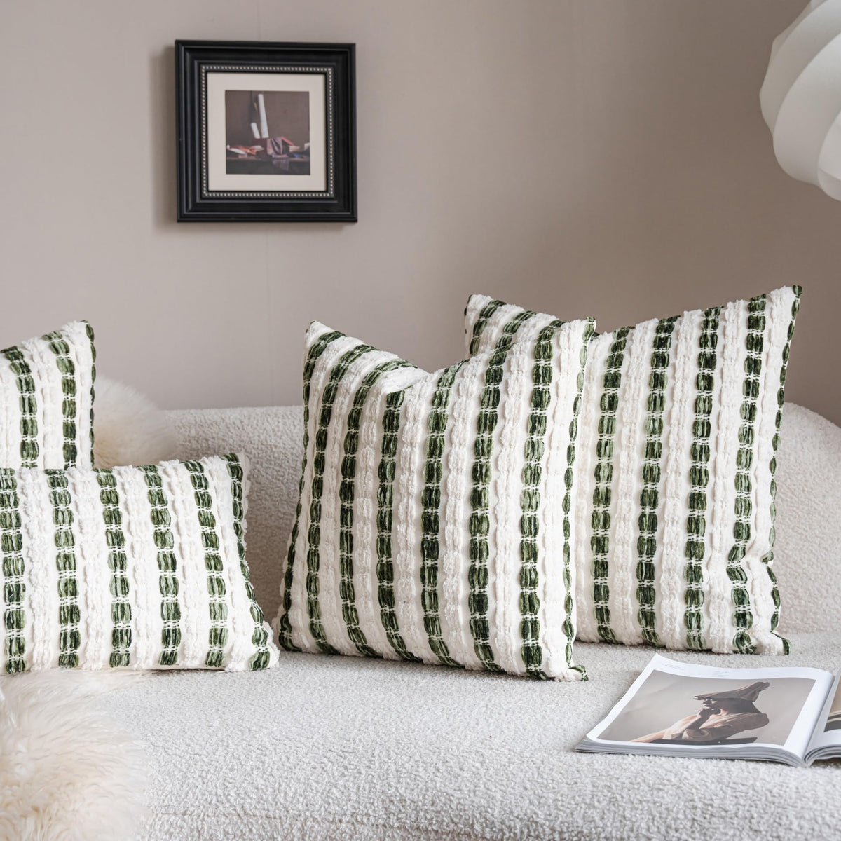 Striped Chenille Pillow Covers