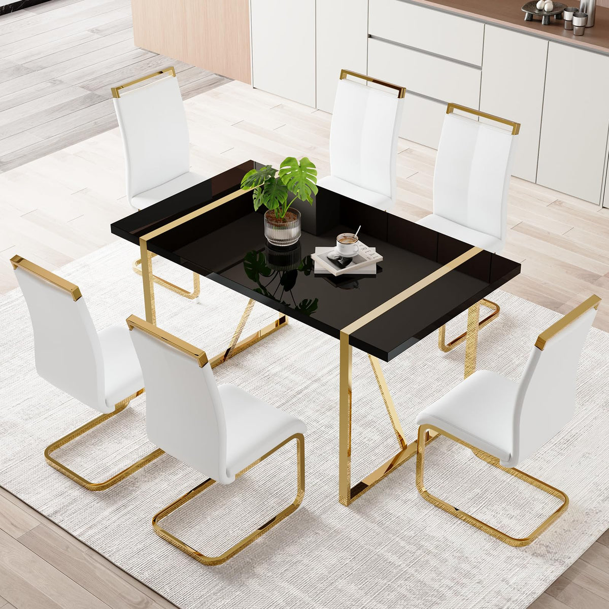 White & Gold Dining Table Set