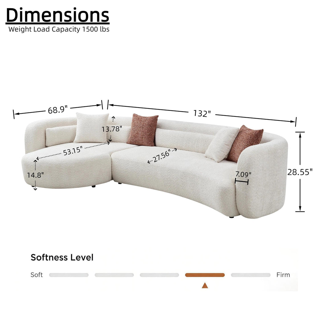 102.36" Curved Sectional Sofa, Gray Velvet 4-Seat Couch