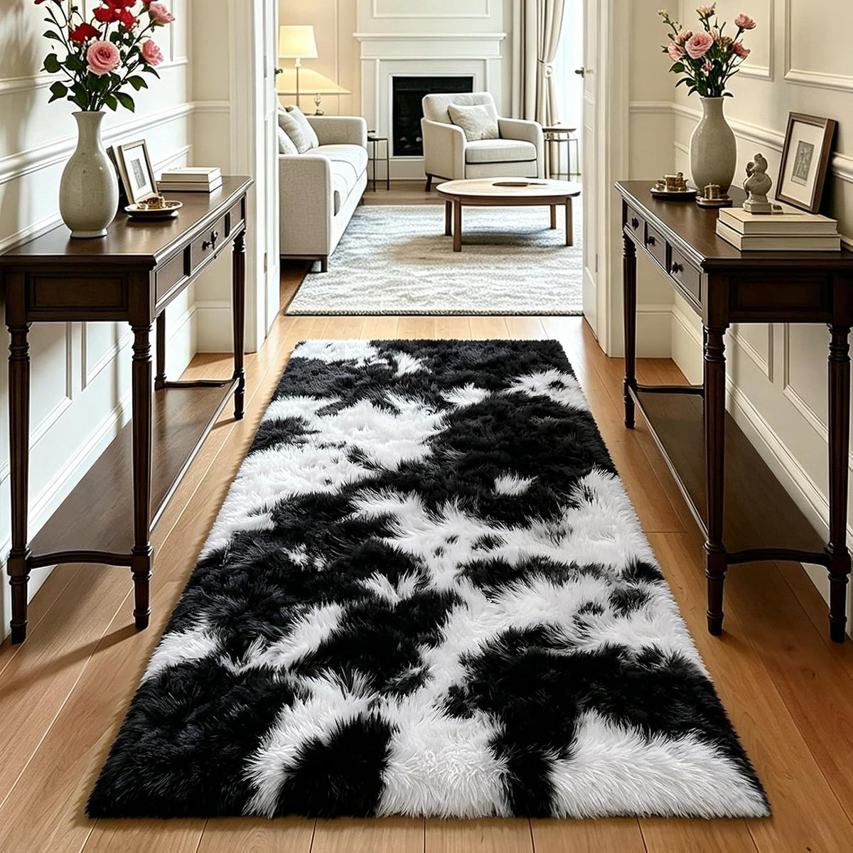 Mottled Beige 9x12 Area Rugs for Living Room, Fluffy Shag Rug Large Carpet