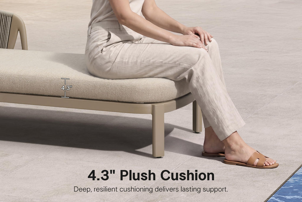 PURPLE LEAF Pool Lounge Chairs Set of 2 Plush Olefin Cushion Chaise Lounge