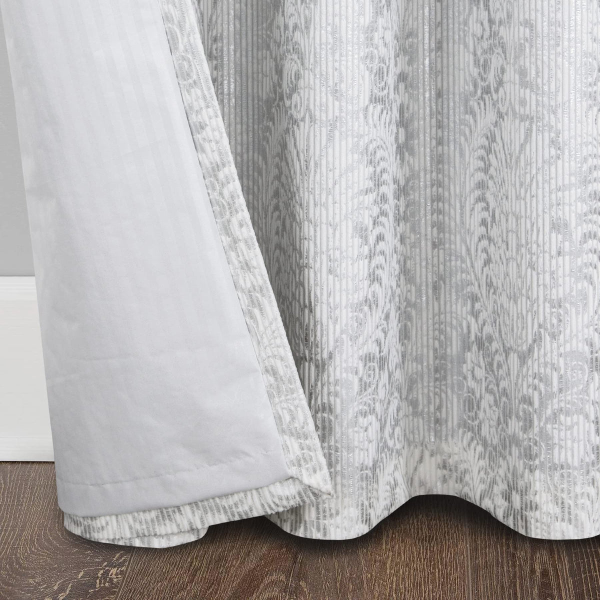 Damask Foil-Print Velvet Blackout Curtains