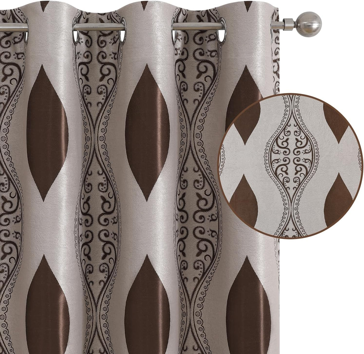 Wave Jacquard Grommet Curtains, Set of Two