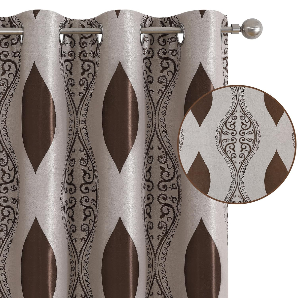 Wave Jacquard Grommet Curtains, Set of Two