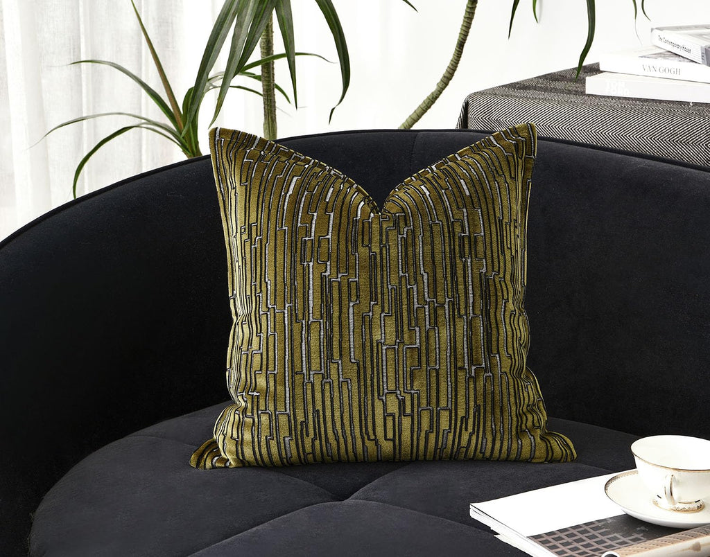 Luxury Brown Cut Pile Velvet Pillow Covers 18x18 with Raised Textured Pattern(Not a