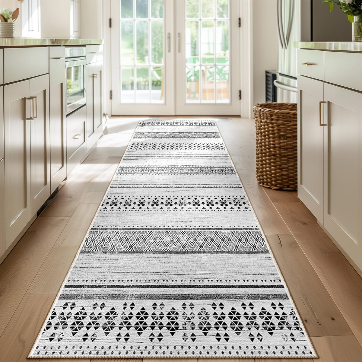 8x10 Washable Area Rugs for Living Room Boho Bedroom Rug Colorful/Black