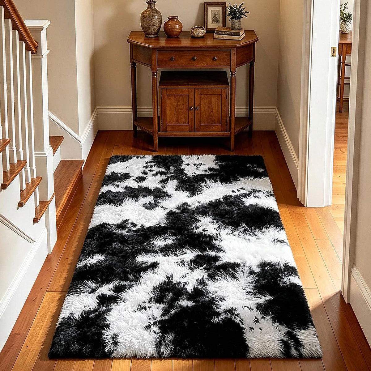 Mottled Beige 9x12 Area Rugs for Living Room, Fluffy Shag Rug Large Carpet