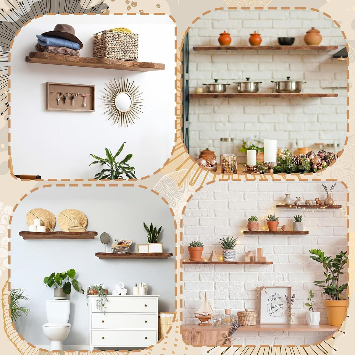 Live-Edge Floating Shelves – Set of 4