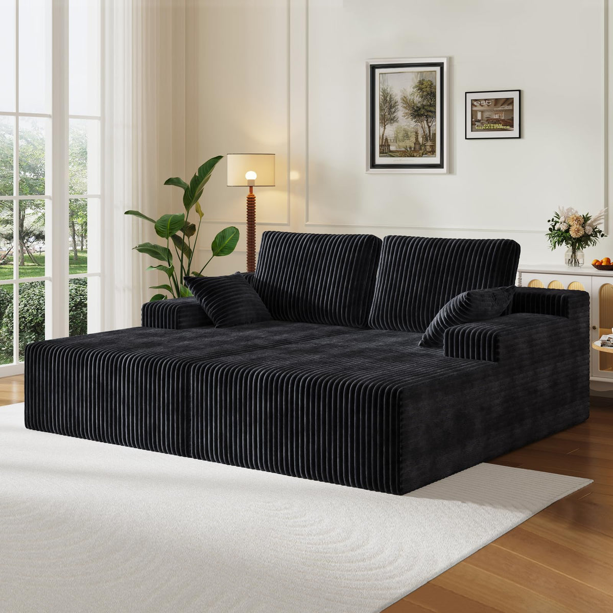 106" Modular Corduroy Cloud Sectional Sofa