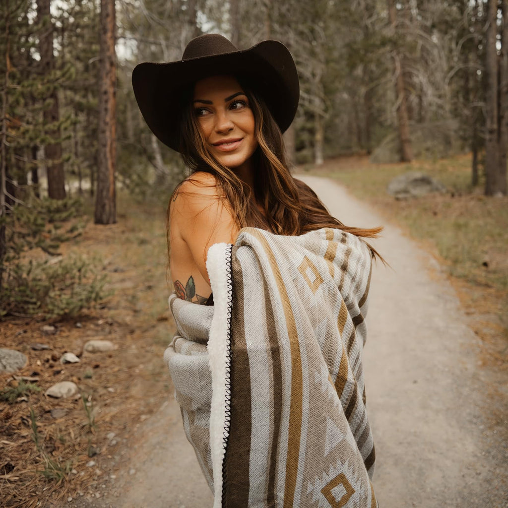 Aztec Sherpa-Lined Throw Blanket