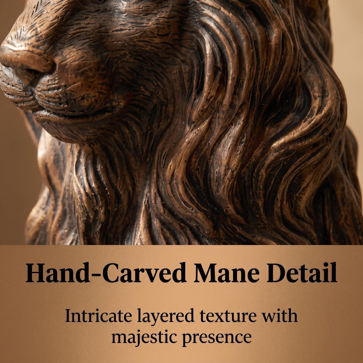 Large Gold Lion Statue, Resin Garden Sculpture, Outdoor Decor