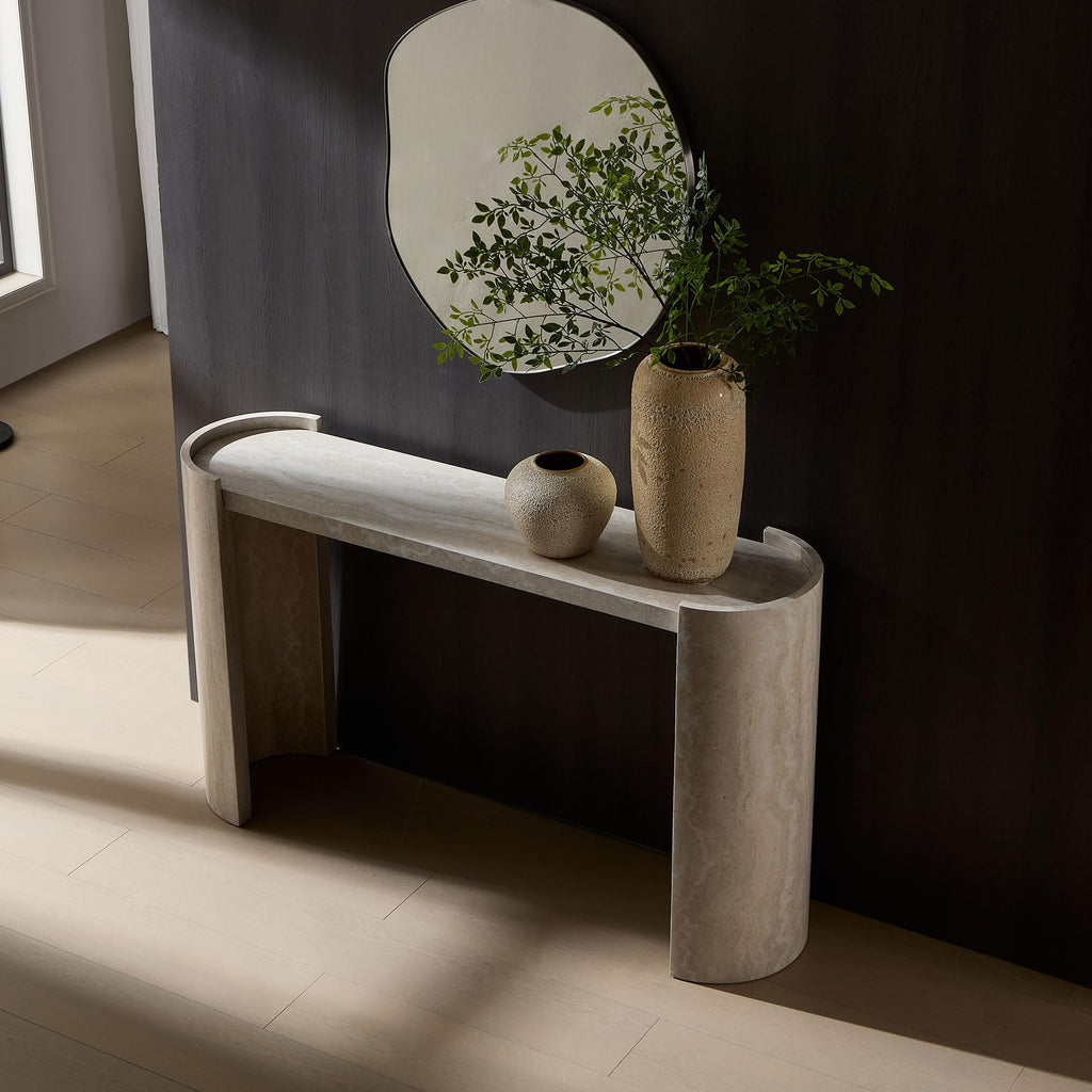 47.24" Fiberglass Entryway Table, Narrow Long Console Table, Modern Wavy Design Sofa Table Entrance Table for Living Room,Foyer,Hallway,No Need Assembly