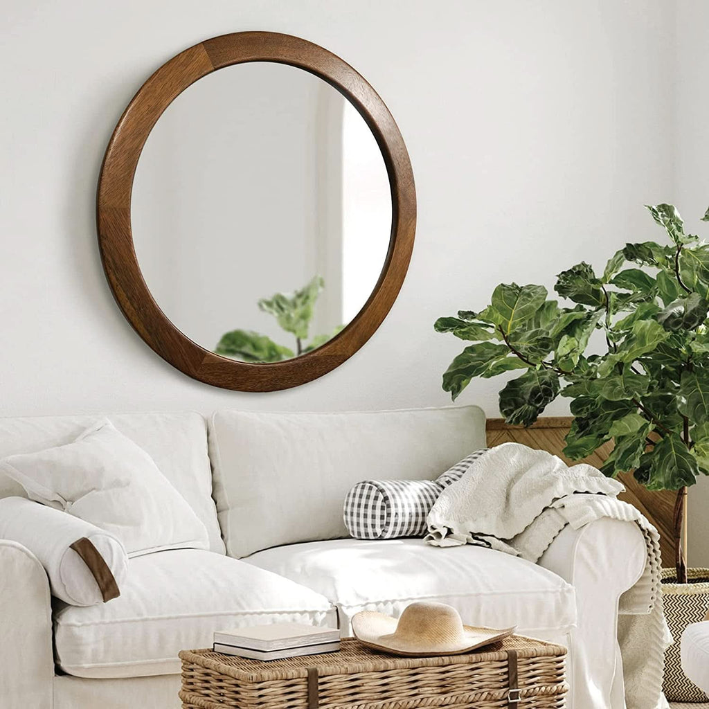 36-Inch Rustic Walnut Wall Mirror