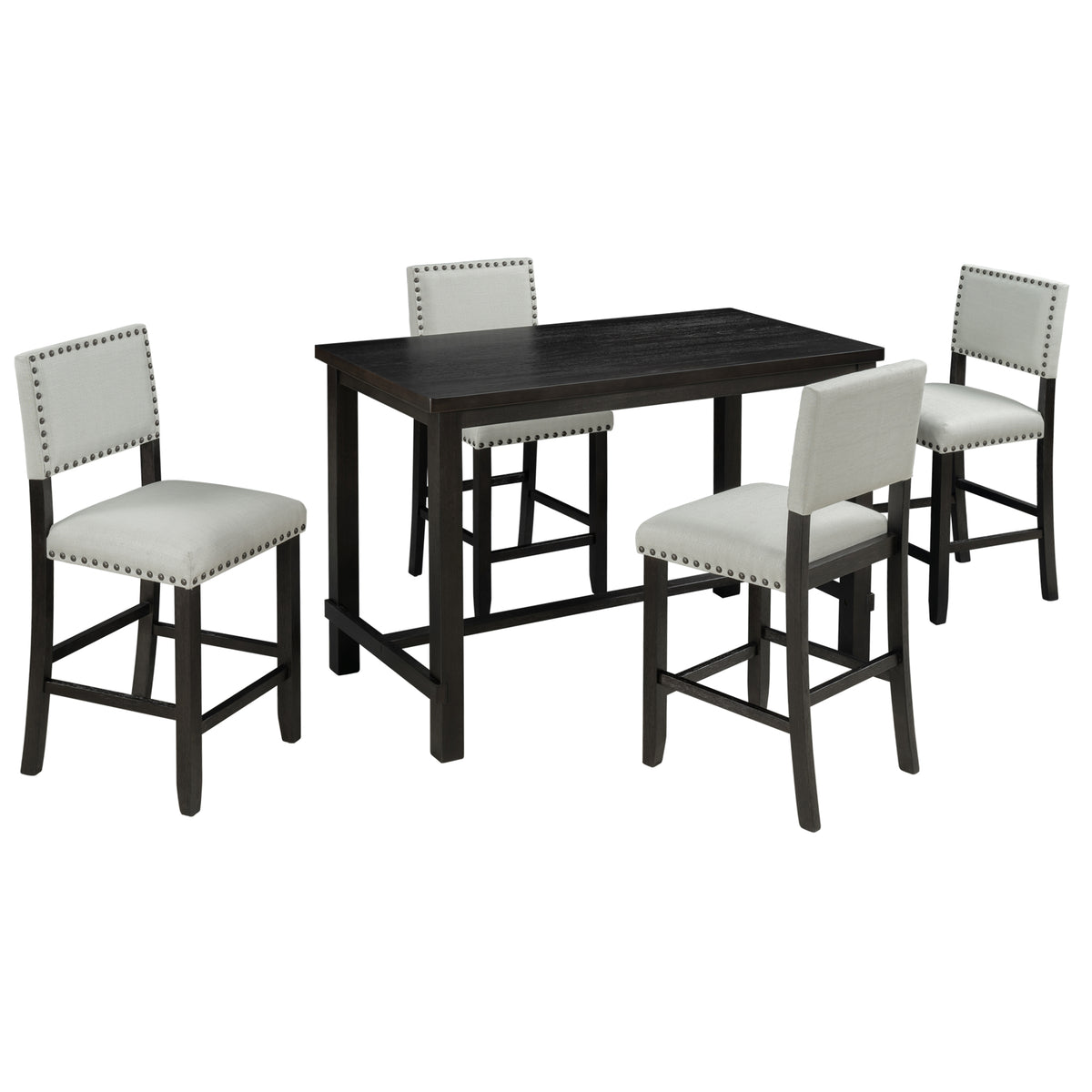 Espresso & Beige Counter-Height Dining Set