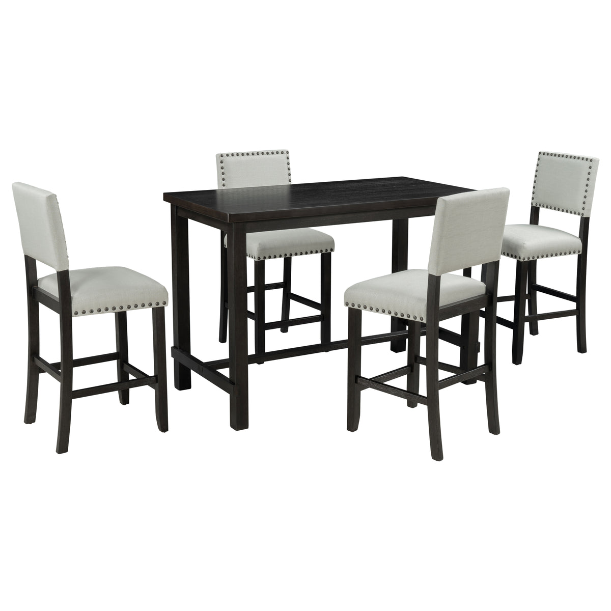 Espresso & Beige Counter-Height Dining Set