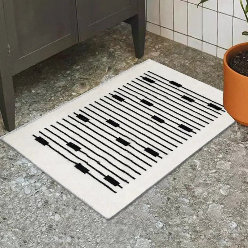 Black & White Striped Bath Mat