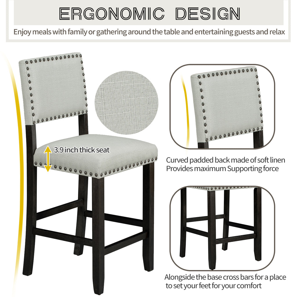 Espresso & Beige Counter-Height Dining Set