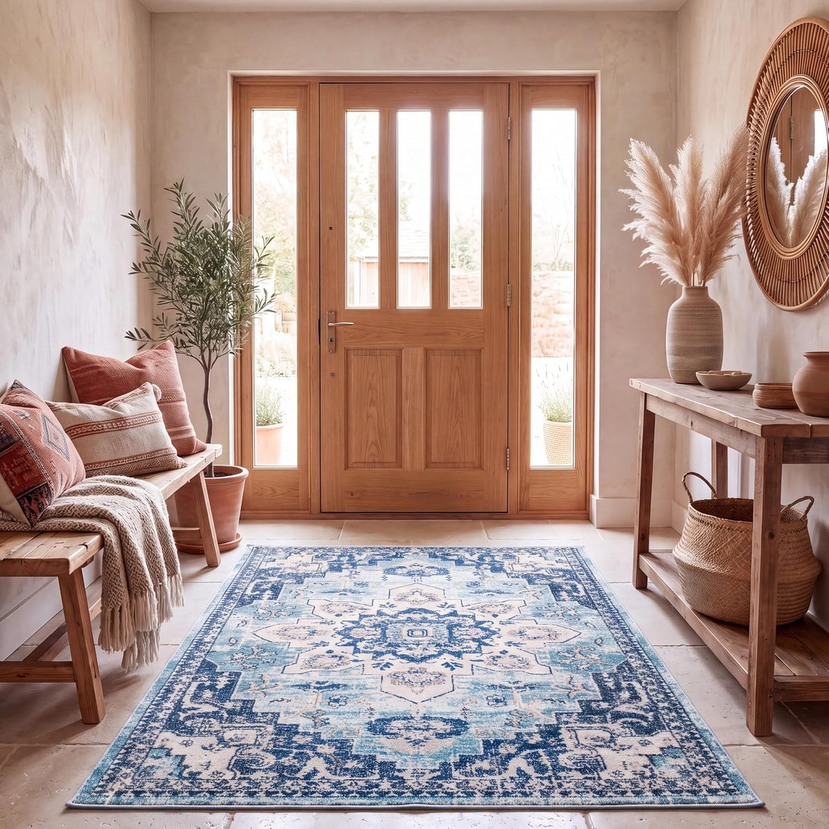 SAFAVIEH Madison Area Rug 8'x10', Traditional Ivory & Light Blue MAD473D