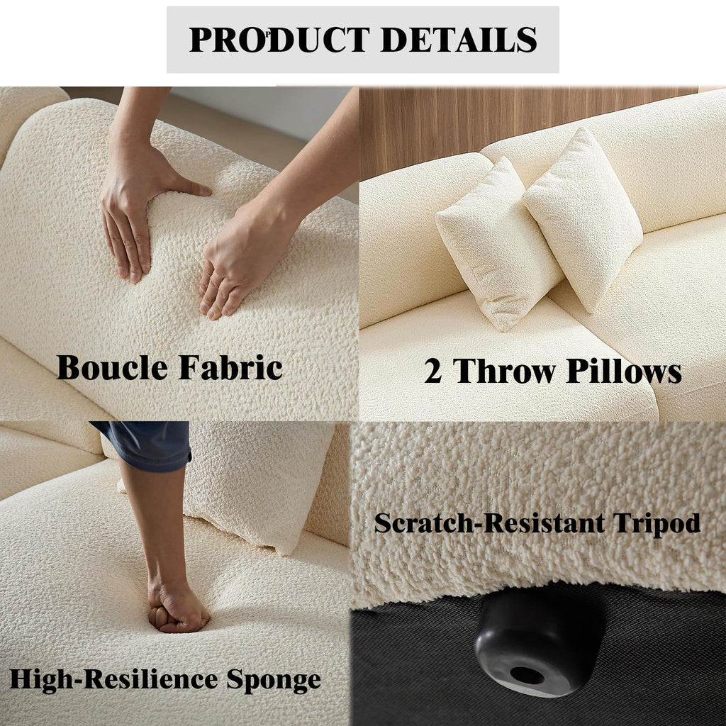 Curved Sofa with Two Pillows