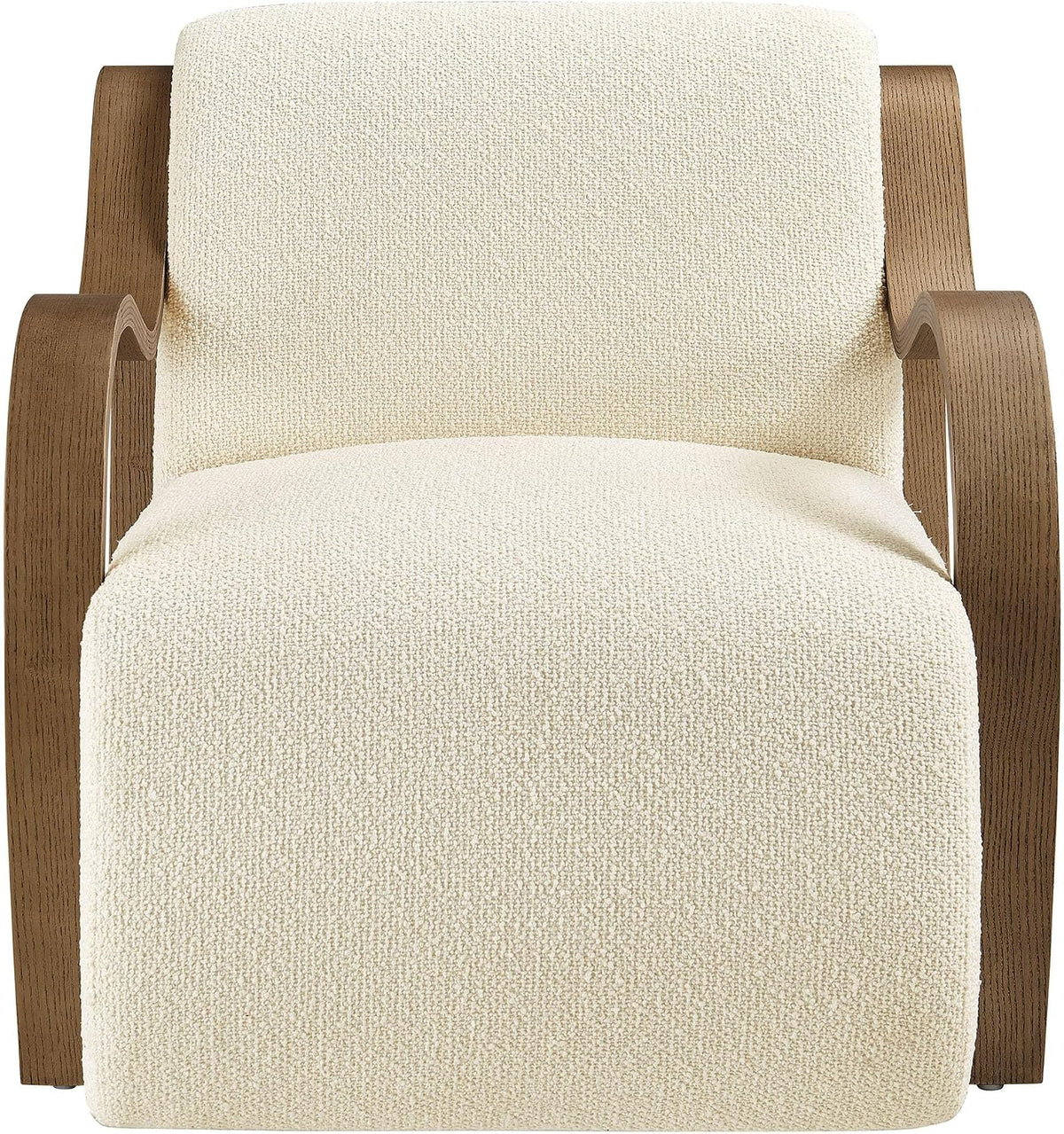 Modway Atrium Boucle Upholstered Lounge Chair in Cream with Sculptural Bentwood