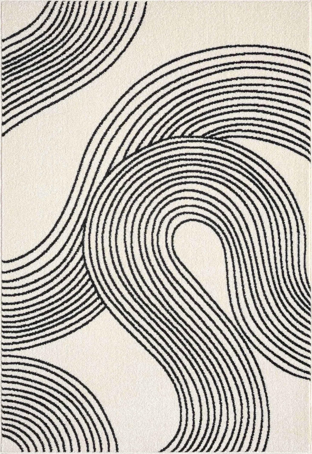 Abani Cream and Black Swirl Area Rug