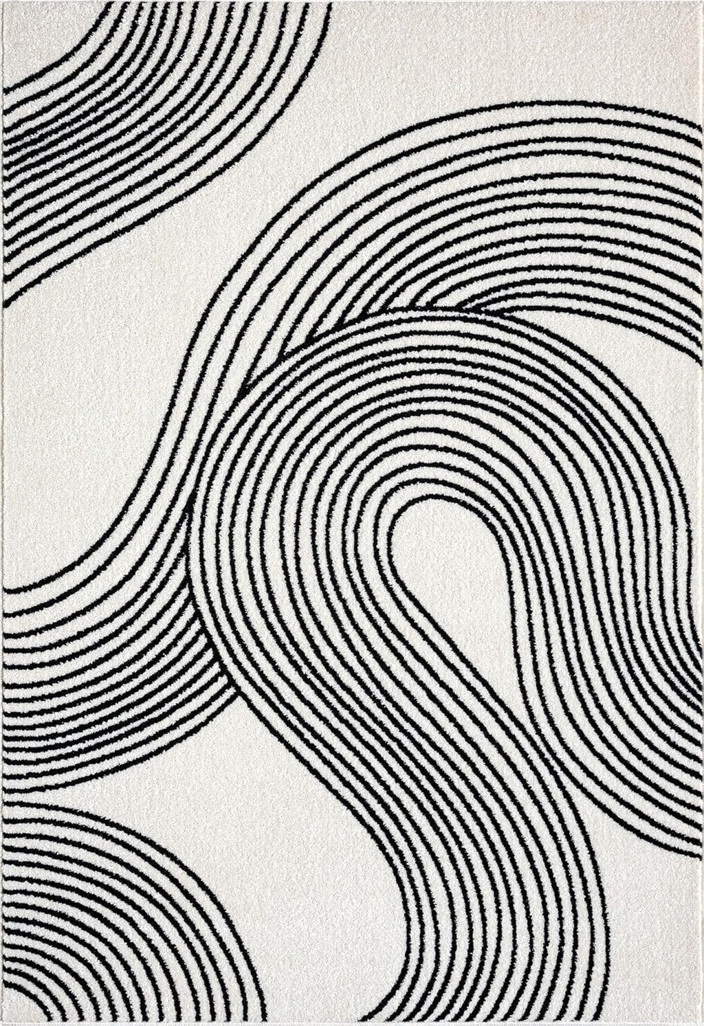 Abani Cream and Black Swirl Area Rug